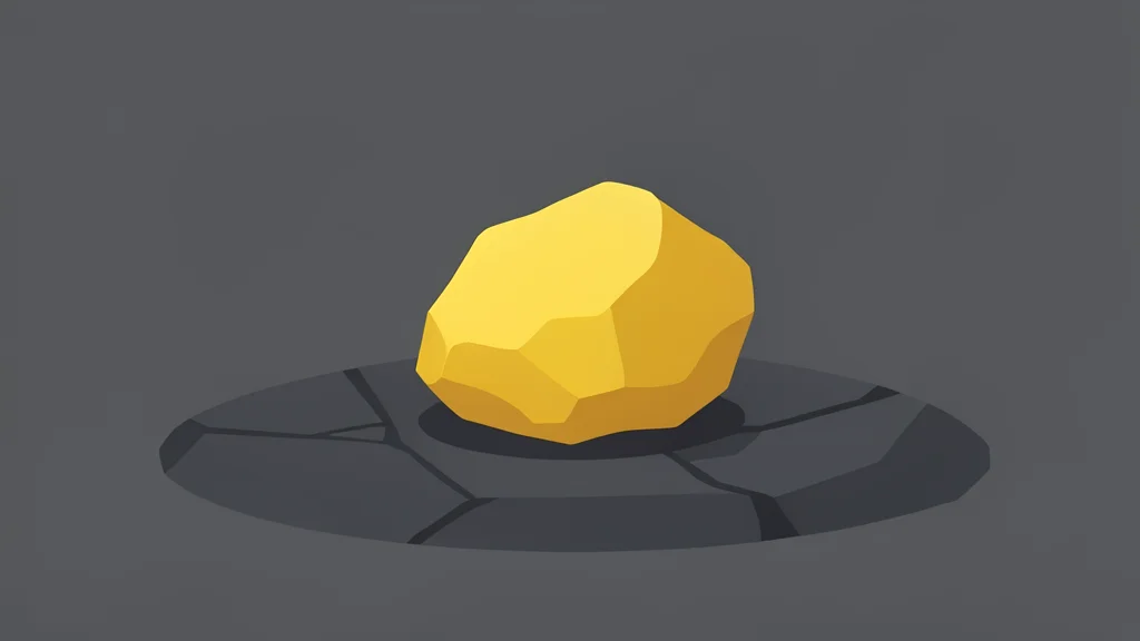 A rough, unrefined nugget of gold resting on a dark stone surface