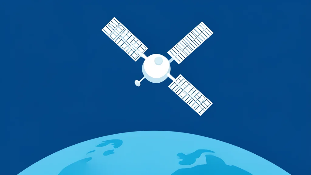 A white satellite with extended solar panels orbiting above a blue Earth horizon