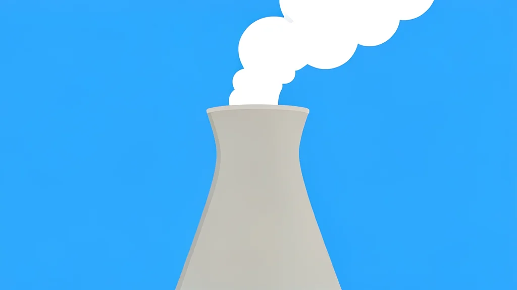 A large nuclear power plant cooling tower releasing steam into the sky
