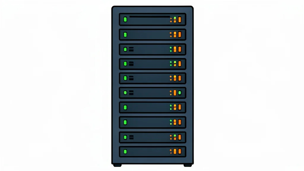 A server rack with blinking status lights in a data center