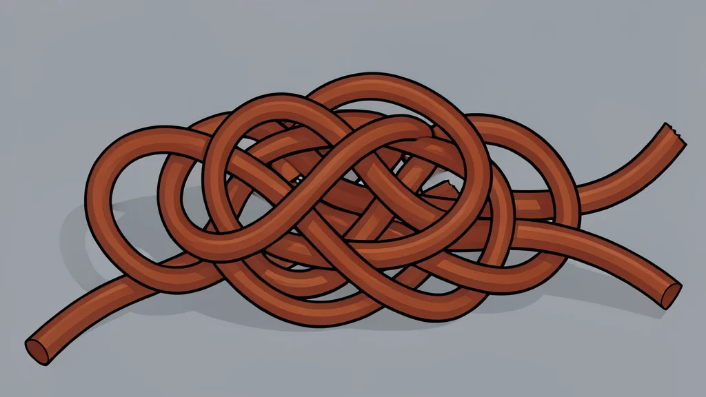 A tangle of thick copper electrical cables lying on the ground