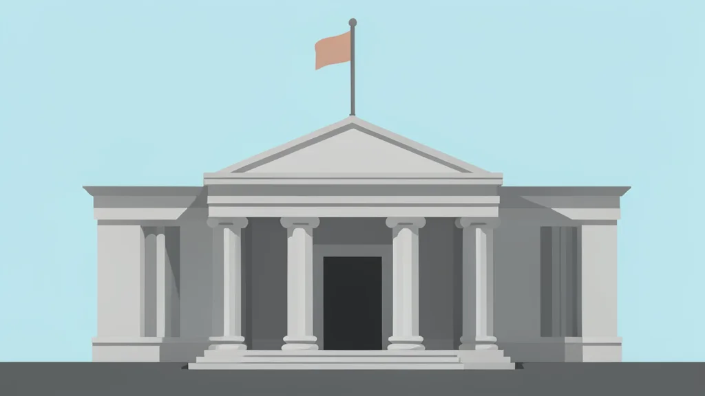 A modern central bank facade featuring large stone columns and a flagpole against a clear sky.