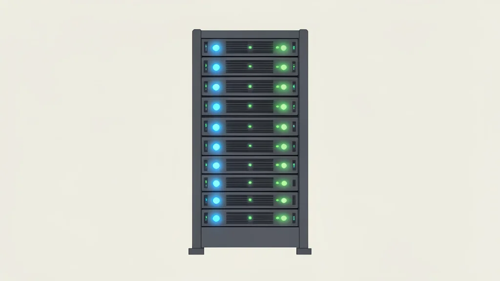 A modern server rack with blinking status lights