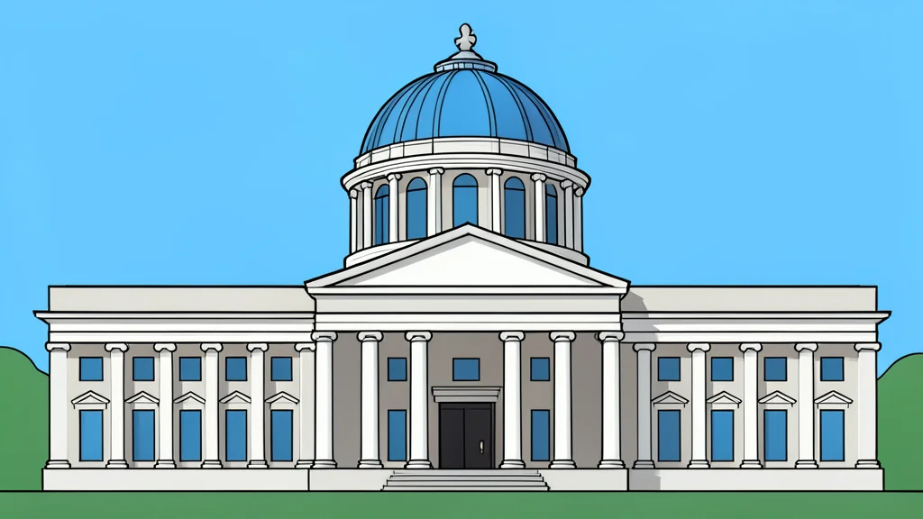 A flat vector illustration of a grand neoclassical building with a colonnade and dome, representing a diplomatic venue.
