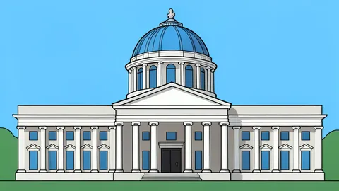 A flat vector illustration of a grand neoclassical building with a colonnade and dome, representing a diplomatic venue.