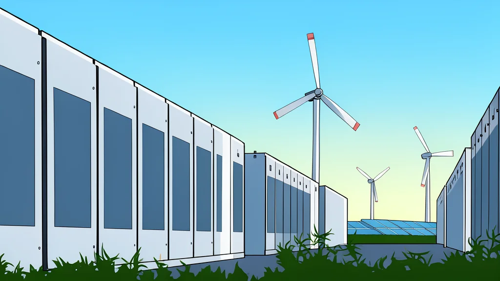 A large wind turbine standing in a grassy field