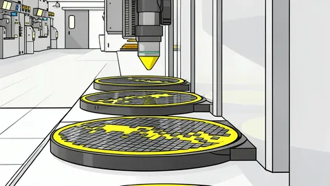 A silicon wafer resting on a cleanroom table