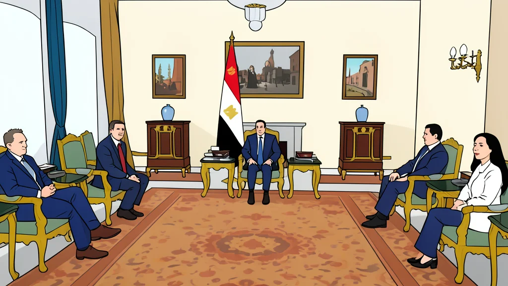 A flat-vector illustration of a formal meeting room with a long table and chairs