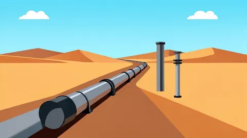 An oil pipeline running through a desert landscape
