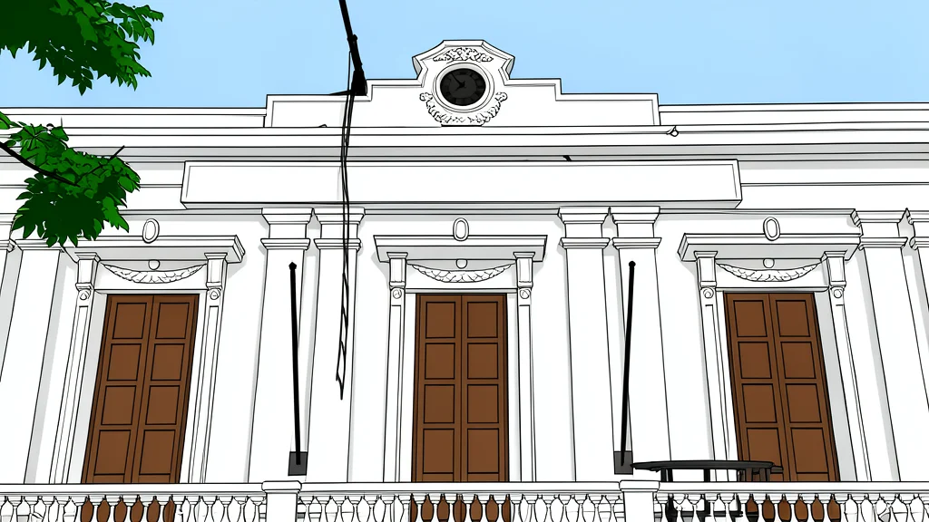 A flat-vector illustration of a government treasury building facade with columns and a pediment.
