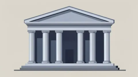 A modern central bank building with a classical facade and large columns