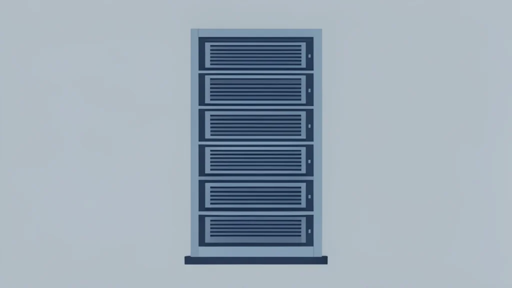 A flat-vector illustration of a server rack in a data center