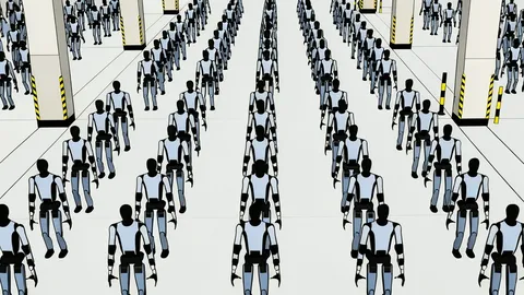 A bipedal humanoid robot standing on a polished laboratory floor