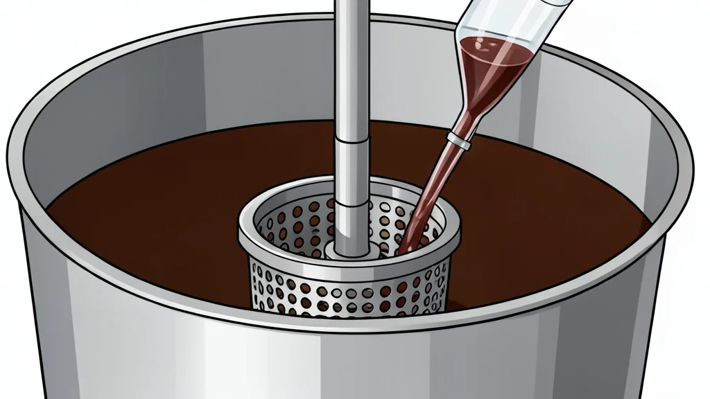 A stainless steel industrial processing tank with pipes and valves, representing the decaffeination facility