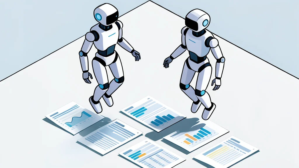 A humanoid robot and a quadruped robot standing side by side on a minimalist stage platform
