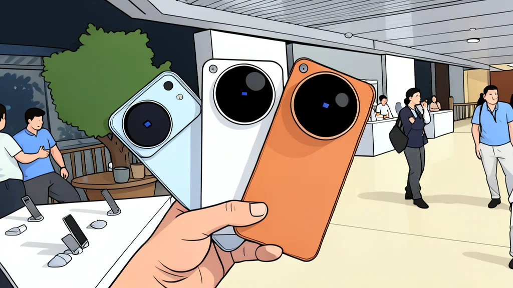 A sleek smartphone with a prominent circular camera module resting on a matte surface
