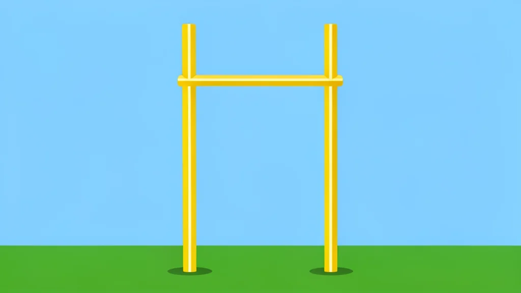 A flat vector illustration of a green football field with white yard lines and distant goalposts.