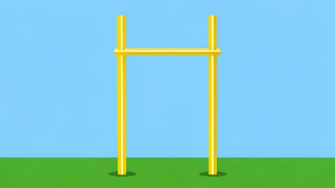A flat vector illustration of a green football field with white yard lines and distant goalposts.