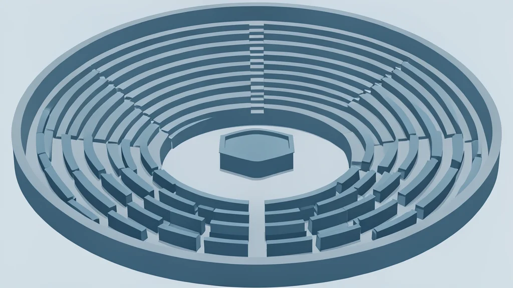 A large, circular assembly hall with tiered seating and a central podium, representing the United Nations Human Rights Council chamber.