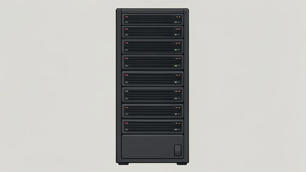 A flat vector illustration of a server rack in a data center
