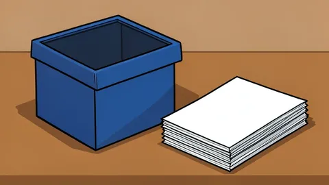 A ballot box and a stack of paper ballots on a wooden table