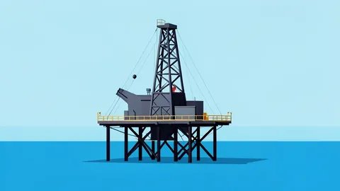 An offshore drilling rig standing in the ocean