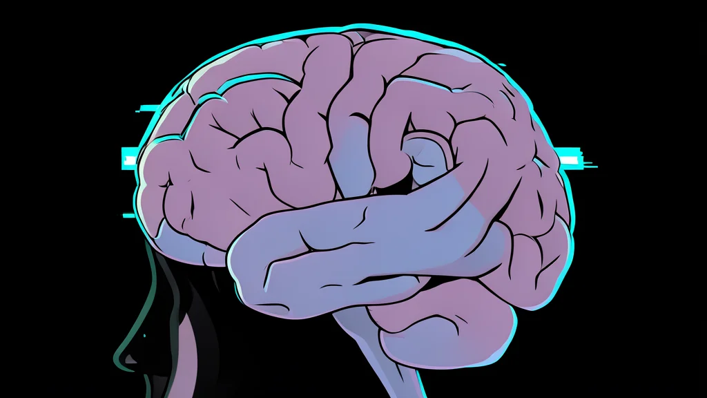 A schematic vector illustration of a brain scan highlighting the striatum region in a clinical setting.