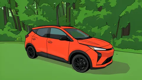A compact electric hatchback parked on an asphalt surface