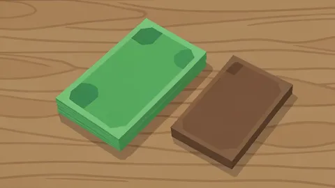 A stack of Indian rupee banknotes resting on a wooden desk next to a US dollar bill