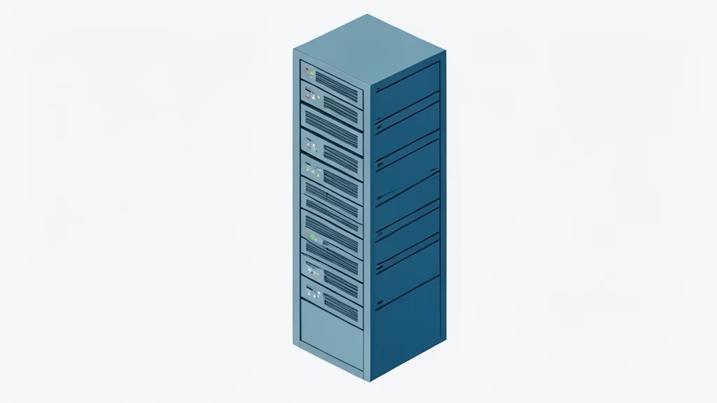 A flat vector illustration of a server rack in a data center