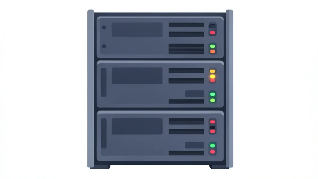 A server rack with blinking status lights