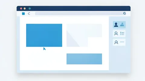 Flat vector illustration of a web browser window with a drag-and-drop website builder interface