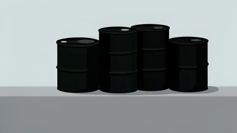 A cluster of black oil barrels sitting on a concrete dock