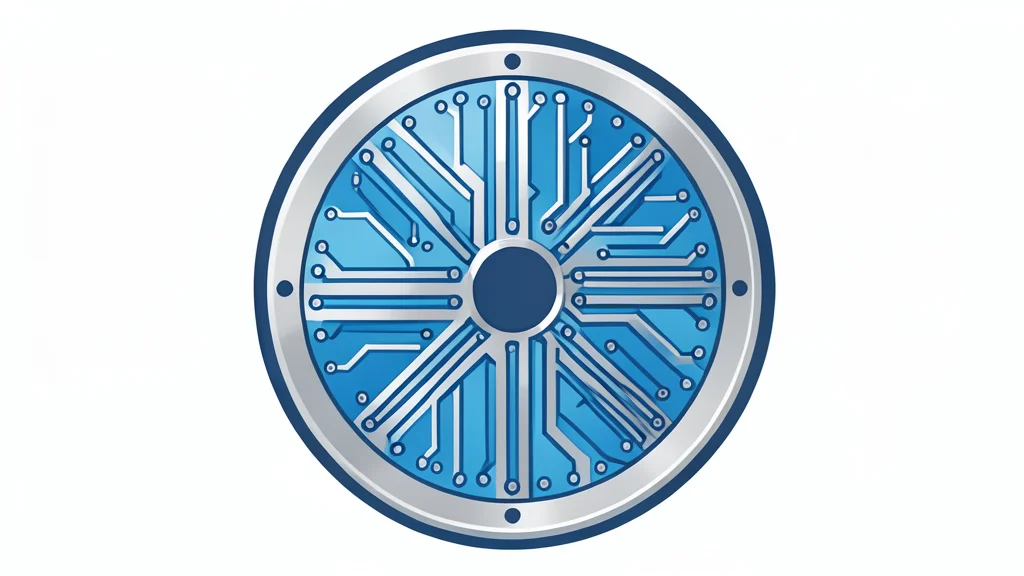 A flat-vector illustration of a silicon wafer with intricate circuit patterns.