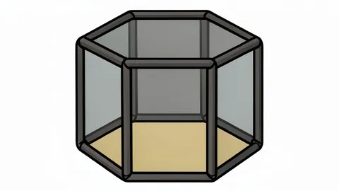 A padded octagon cage with a canvas floor