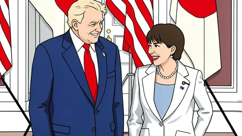 A flat-vector illustration of a diplomatic meeting room with two chairs facing each other across a table.