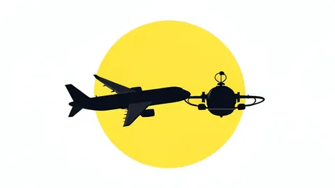 A silhouette of an airplane and a space station passing in front of the bright disk of the sun