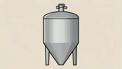 A stainless steel fermentation tank with a conical bottom and a sampling valve