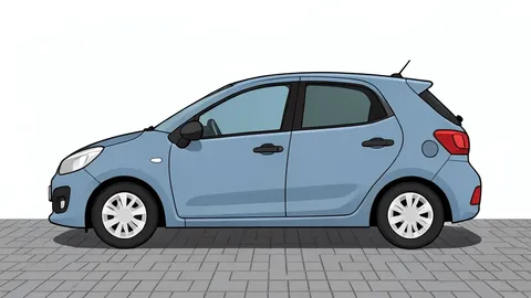 A small white electric hatchback car parked on a paved surface