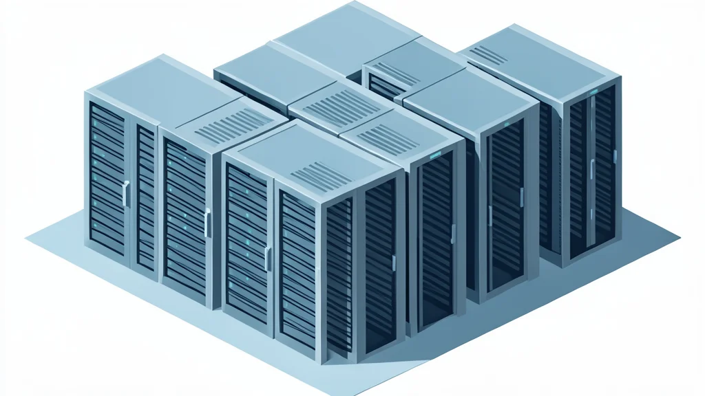 Rows of server racks in a data center
