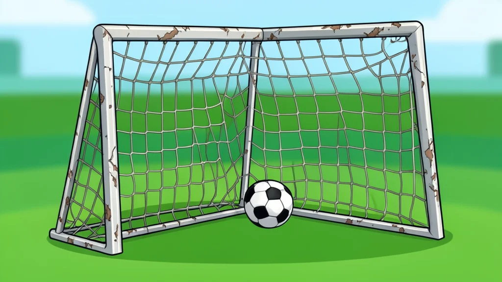 A high school soccer field with white boundary lines and a goal net under a clear sky