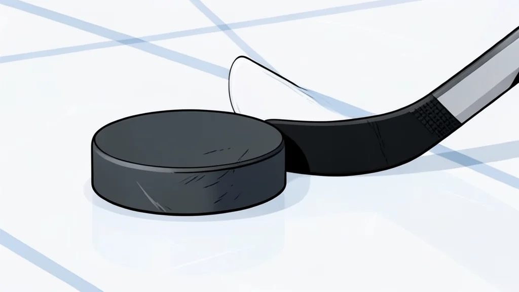 A pair of ice hockey skates resting on a smooth, white ice surface