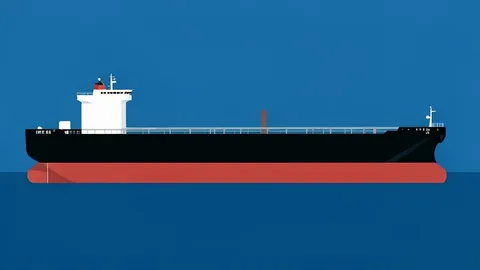 A flat vector illustration of oil tankers navigating the narrow waters of the Strait of Hormuz.