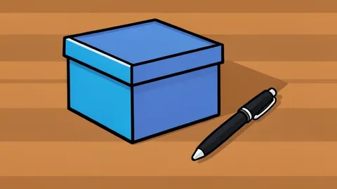 A flat vector illustration of a ballot box and a pen resting on a wooden table.