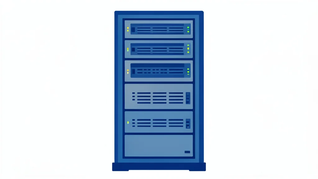 A flat vector illustration of a server rack in a data center