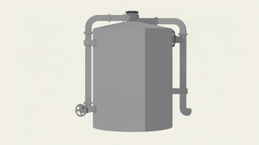 A large industrial fuel storage tank with pipes and valves