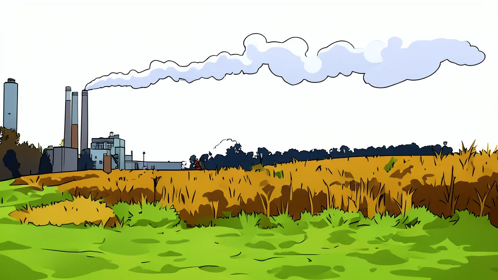 A large industrial coal-fired power plant with tall smokestacks and cooling towers.