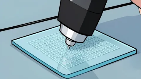 A precision optical stamping machine pressing a pattern onto a thin sheet of glass