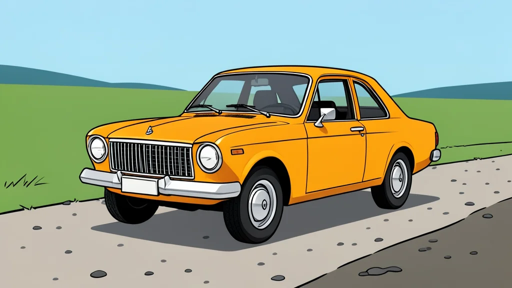 A vintage rally car parked on a gravel road