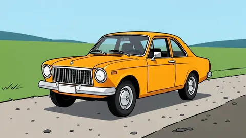 A vintage rally car parked on a gravel road